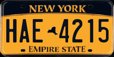 NY license plate HAE4215