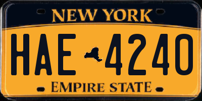 NY license plate HAE4240