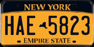 NY license plate HAE5823
