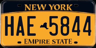 NY license plate HAE5844