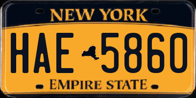 NY license plate HAE5860
