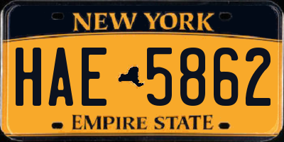 NY license plate HAE5862