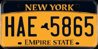 NY license plate HAE5865