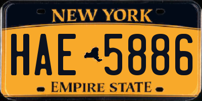 NY license plate HAE5886