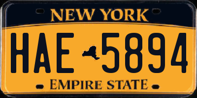 NY license plate HAE5894
