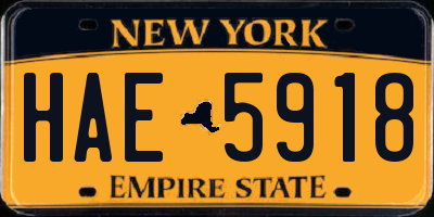NY license plate HAE5918