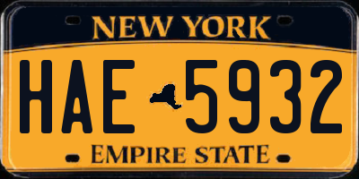 NY license plate HAE5932