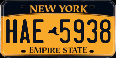 NY license plate HAE5938