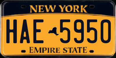 NY license plate HAE5950