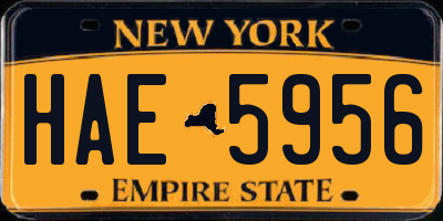 NY license plate HAE5956