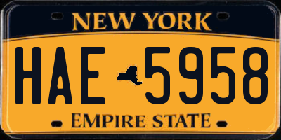 NY license plate HAE5958