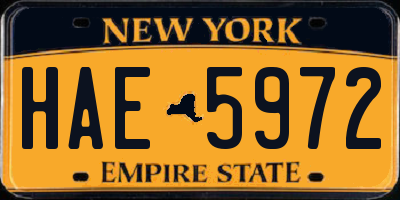 NY license plate HAE5972