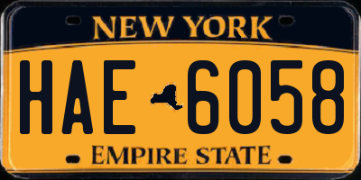 NY license plate HAE6058