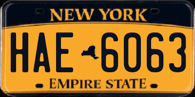 NY license plate HAE6063