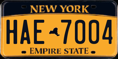 NY license plate HAE7004