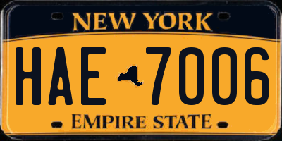 NY license plate HAE7006
