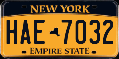 NY license plate HAE7032