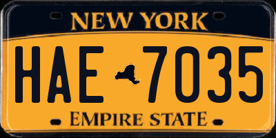NY license plate HAE7035