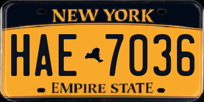 NY license plate HAE7036