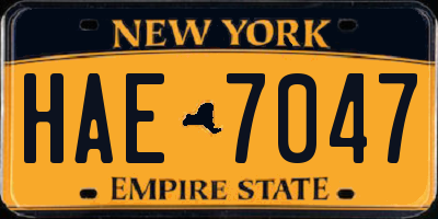 NY license plate HAE7047
