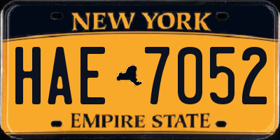 NY license plate HAE7052