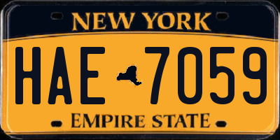 NY license plate HAE7059