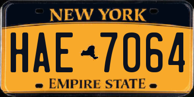 NY license plate HAE7064