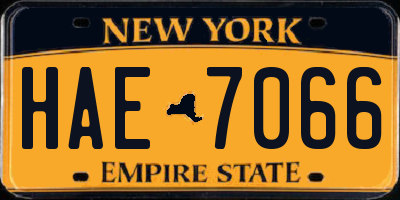 NY license plate HAE7066