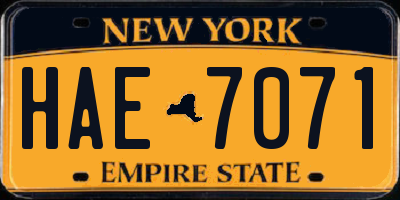 NY license plate HAE7071