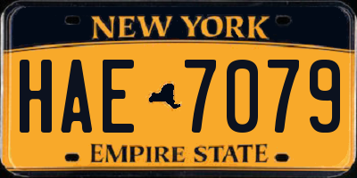 NY license plate HAE7079