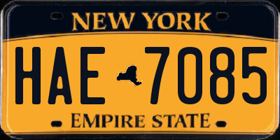 NY license plate HAE7085