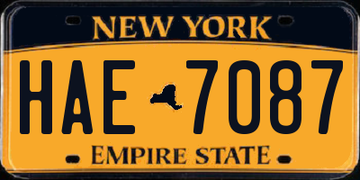 NY license plate HAE7087
