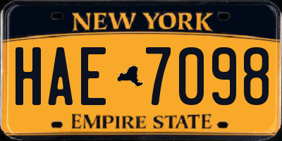 NY license plate HAE7098