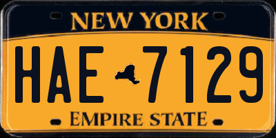 NY license plate HAE7129