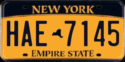 NY license plate HAE7145
