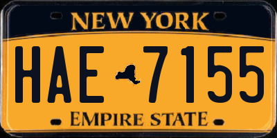 NY license plate HAE7155