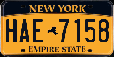 NY license plate HAE7158