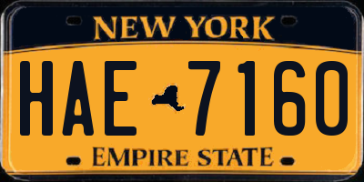 NY license plate HAE7160
