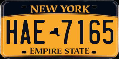 NY license plate HAE7165