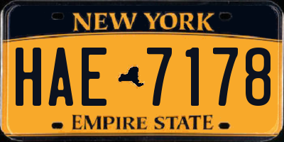 NY license plate HAE7178