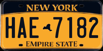 NY license plate HAE7182