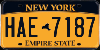 NY license plate HAE7187