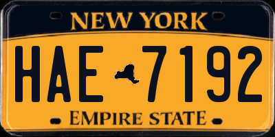 NY license plate HAE7192