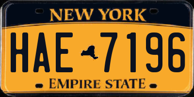 NY license plate HAE7196