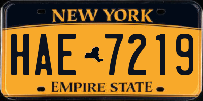 NY license plate HAE7219
