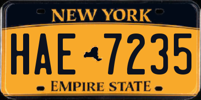 NY license plate HAE7235