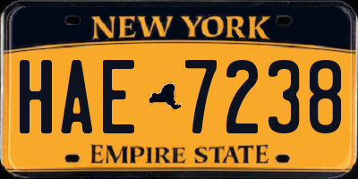 NY license plate HAE7238
