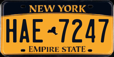 NY license plate HAE7247