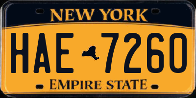 NY license plate HAE7260