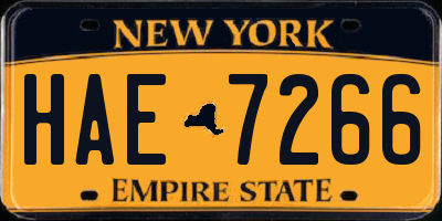 NY license plate HAE7266